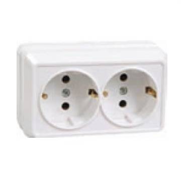 Розетка двухместная IEK ERO21-K01-16-DC с заземлением, 16А