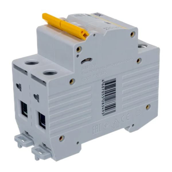 Автоматический выключатель IEK MVA20-2-010-C, 2-полюсный, 10А, С ВА47-29 4.5кА