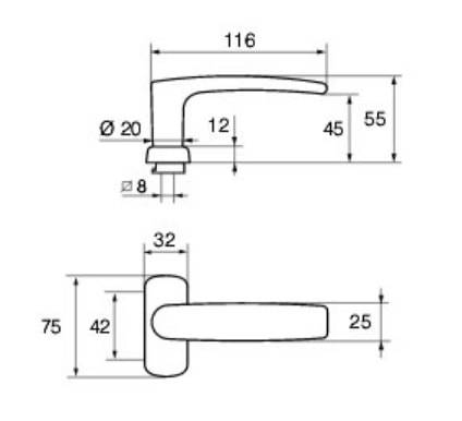 Ручка дверная Abloy Forum 4/0650 MsCr (40-70 мм), латунь хромированная