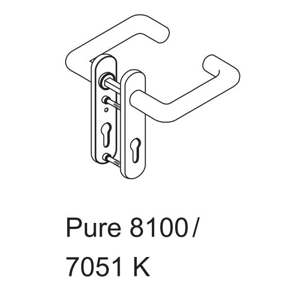 Комплект ручек dormakaba Pure 8100 / 7051K PZ/72 для сплошных дверей