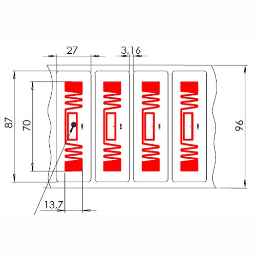Метка Labels 87x27 UHF, UCODE8, прозрачная PET наклейка (70x13,7)