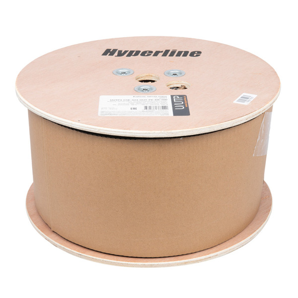 Кабель витая пара неэкранированный Hyperline UUTP4-C5E-S24-OUT-PE-BK-500