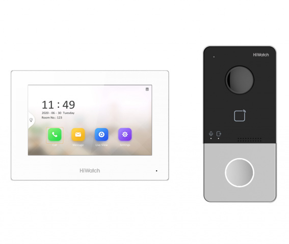 Комплект IP-видеодомофона HiWatch DS-D100IKWF (вызывная панель + монитор) Комплект IP-видеодомофона HiWatch DS-D100IKWF (вызывная панель + монитор)