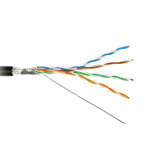Кабель витая пара Hyperline FUTP4-C5E-S24-OUT-LSZH-BK-500, экранированный, внешний