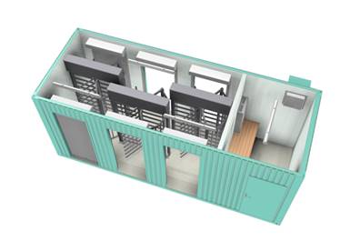Мобильная система контроля доступа Cominfo Portacc 3R-GH с полноростовыми турникетами REXON ERA3 и комнатой охраны