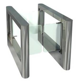 Боковой модуль турникета с распашными створками ОМА-86.887 (AV) из нержавеющей стали и стекла с картоприемником