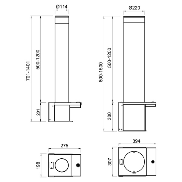 Блокиратор съемный Came TBD 114S900 RMB-INOX, диаметр 114 мм, высота 900 мм
