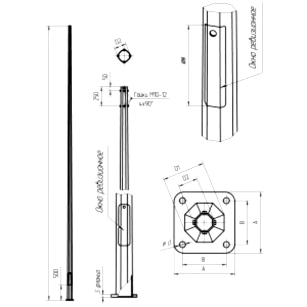 Опора граненая коническая фланцевая ОГК-5Ф