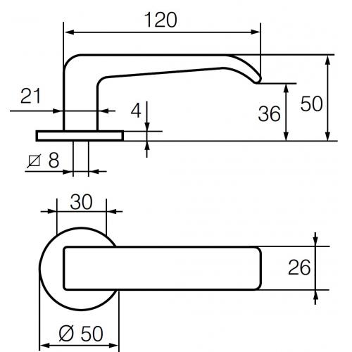 Ручка дверная Abloy Consul 110/007 Ms Hcr (41-60 мм), латунь матовохромированная