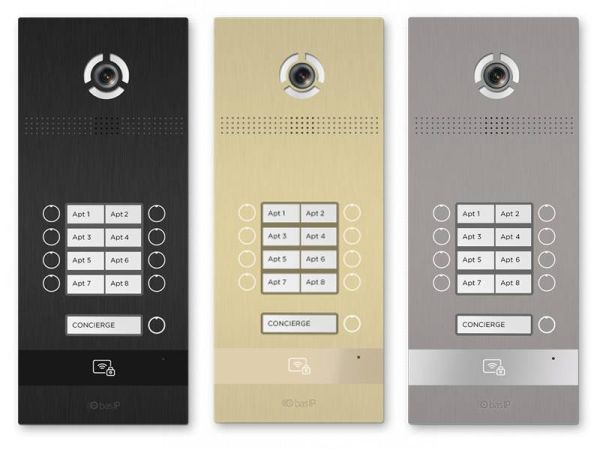 Вызывная панель на 8 абонентов Bas-IP BI-08FB Gold с идентификацией по смартфону и распознаванием лиц