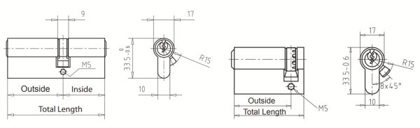 Евроцилиндр dormakaba E-SP, ключ-ключ, никель, 5 ключей