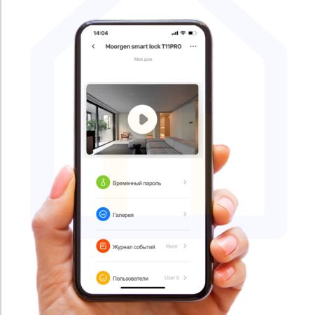 Электронный биометрический замок Moorgen T11 Pro, Гардиан 32.21, кристаллы Сваровски, видеоглазок, Face-ID, Wi-Fi