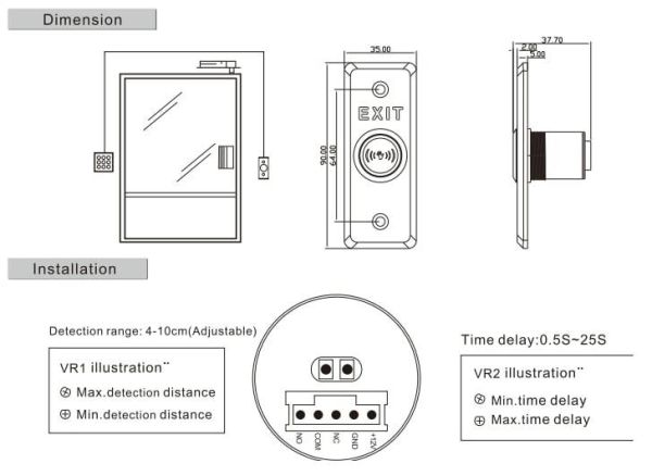 Бесконтактная кнопка выхода HikVision DS-K7P04