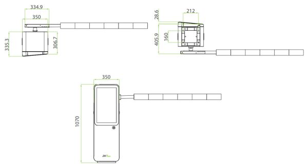 Комплект автоматического шлагбаума ZKTeco BG-LCD100 с дисплеем, с круглой стрелой 4 метра