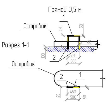 Отбойник парковочный Интемс, прямой 0,5 м, под бетон