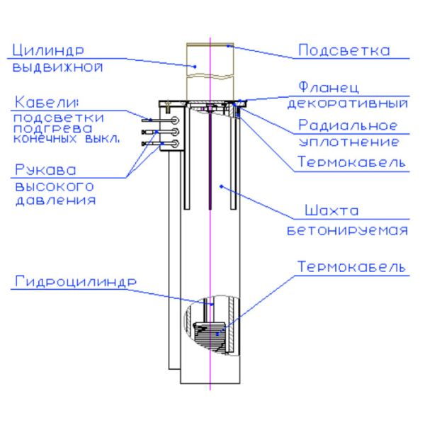 Противотаранный боллард Silar ДПС 32.70.18Г с внешней гидростанцией