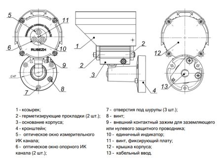 Извещатель пожарный Рубеж Тюльпан 64/3-R3 пламени, адресно-аналоговый