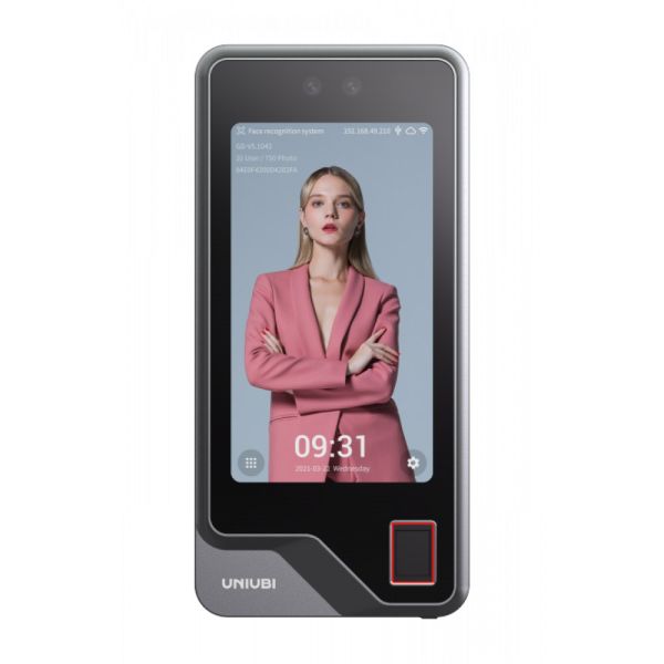 Биометрический терминал распознавания лиц и отпечатков Uface 5 Pro FP, настенный