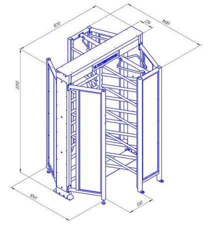 Турникет полноростовой Ростов-Дон ПР1С/3М2-У с ограждением из закаленного стекла