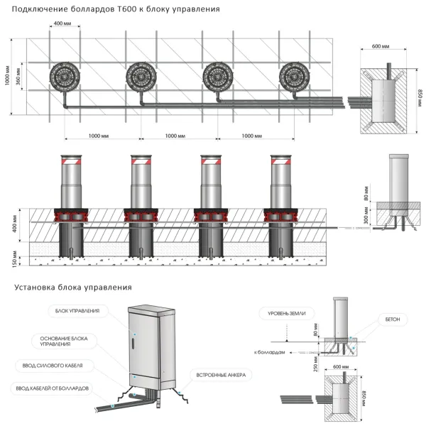 Гидравлический боллард Блокпост Т600 RAL Telescopic