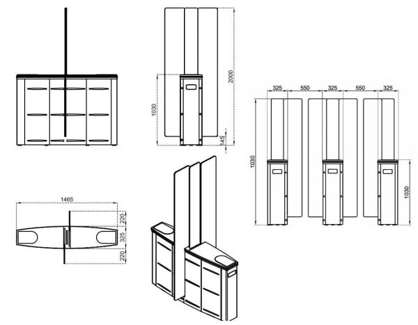 Турникет раздвижной двухпроходной Came Sliding Gate SG55, 550 мм, створки 2000 мм (SG55T-DBL)