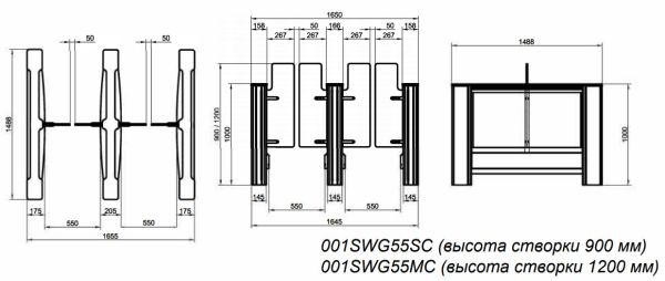 Центральный модуль распашного турникета Came Swing Gate SWG55, 550 мм, створки 1200 мм (SWG55MC)