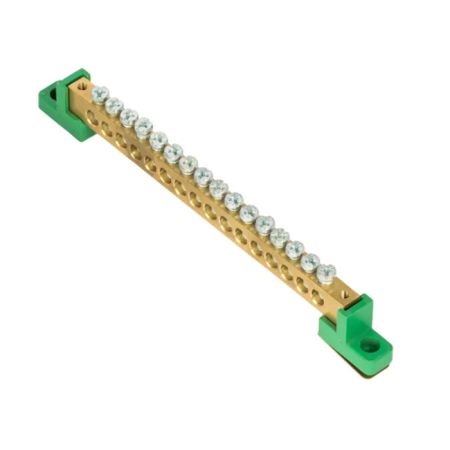 Нулевая шина EKF PROxima PE 8x12мм, 16 отверстий, латунь