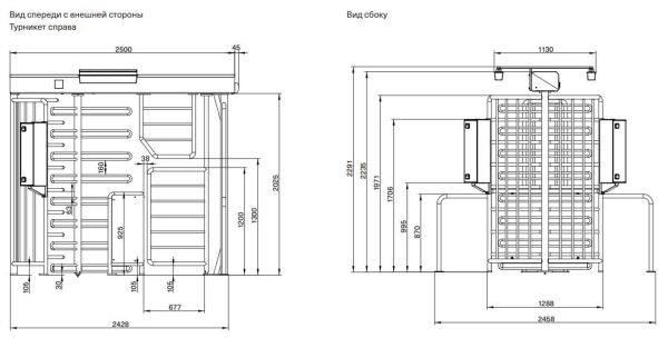 Полноростовой электромеханический турникет Magnetic MPB 111 (MPB111BA141), с моторизированной калиткой для велосипеда из нерж. стали