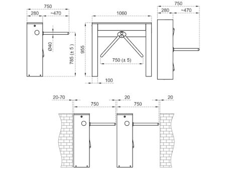 Турникет-трипод тумбовый Came Twister 700 (с планками) (PST700EN-01)