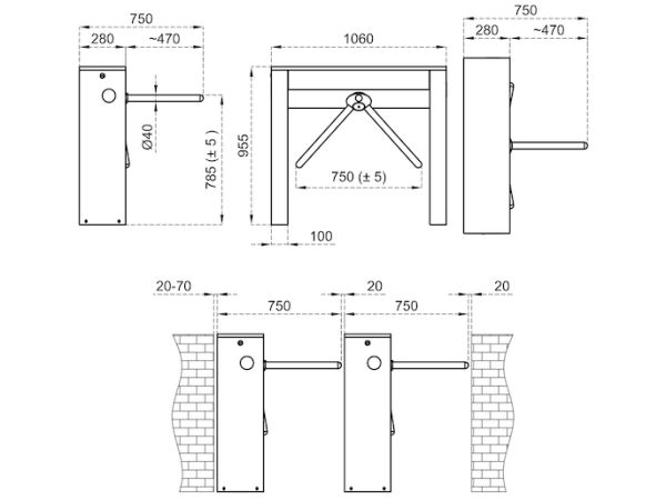 Турникет-трипод тумбовый Came Twister 700 (с планками) (PST700EN-01)