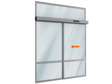 Автоматическая раздвижная дверь Doorhan (одна подвижная лайтстворка,одна неподвижная и фрамуга сверху) для привода AD-SP