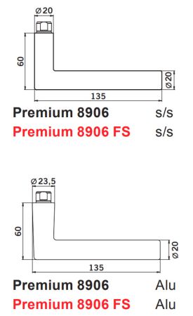 Комплект нажимных ручек dormakaba OGRO Premium 8906 для сплошных дверей Комплект нажимных ручек dormakaba OGRO Premium 8906 для сплошных дверей