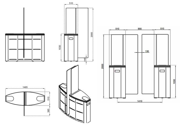 Турникет раздвижной однопроходной Came Sliding Gate SG90, 900 мм, створки 2000 мм (SG90T)