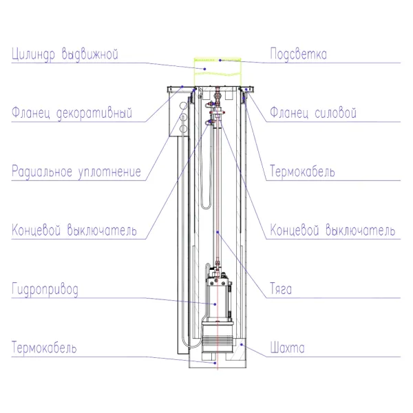 Противотаранный боллард Silar ДПС 32.100.30ГП с встроенным гидроприводом
