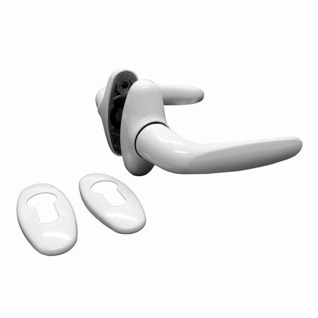 Комплект ручек dormakaba BREMEN на овальной розетке, белый, для профильных дверей
