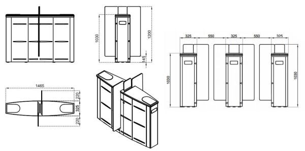 Центральный модуль раздвижного турникета Came Sliding Gate SG55, 550 мм, створка 1200 мм (SG55MC)