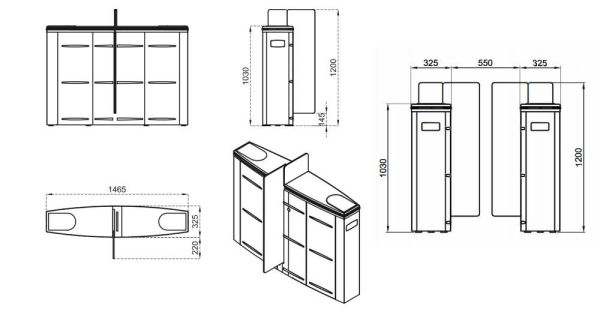 Боковой модуль раздвижного турникета Came Sliding Gate SG55, 550 мм, створка 1200 мм (SG55MS)