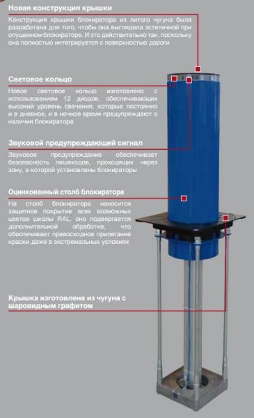 Комплект на базе пневматического блокиратора Urbaco Luxor BPLUXF80-G D=270мм, H=800мм