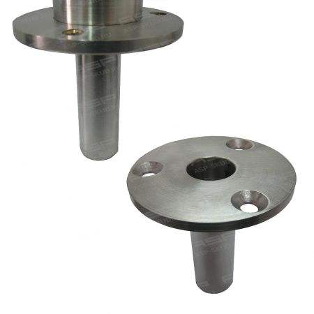 Быстросъемная двухсторонняя стойка ограждения ASP-D50,8-03.RM c 4 отверстиями (угол 90 град.) и установочным фланцем, из нержавеющей стали AISI304