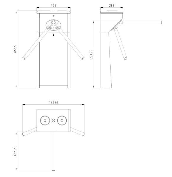 Турникет-трипод HikVision DS-K3G200LX с планками (DS-K3G200LX-R/Pg-Dm55)