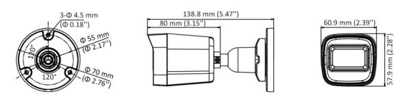 Уличная 5Мп HD-TVI видеокамера HiWatch DS-T500(C) (2.4 мм)