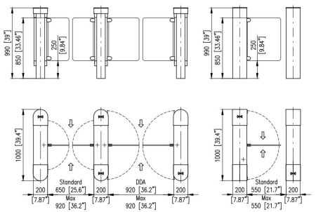Распашной турникет Cominfo EasyGate SG 1000 650мм