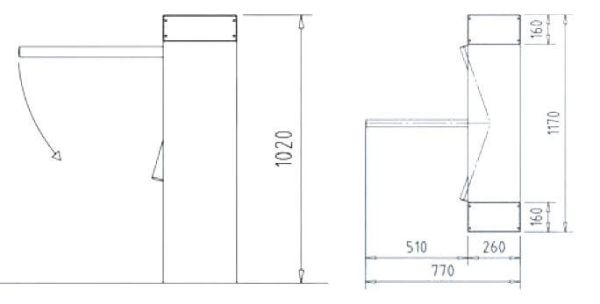 Турникет-трипод трехштанговый Kaba Kerberos TPB-E01, механизм Тип 0