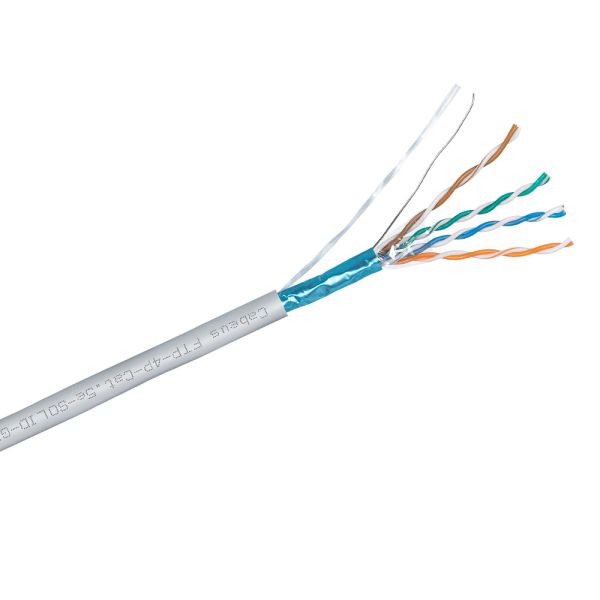 Кабель витая пара 5e Cabeus FTP-4P-Cat.5e-SOLID-GY, экранированный