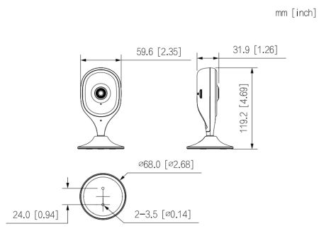 Компактная IP-видеокамера 5Мп Dahua DH-IPC-C5AP-0280B с Wi-Fi и ИК-подсветкой