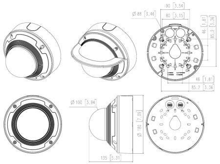 Антивандальная сетевая IP-видеокамера 4K 8Мп Wisenet XNV-9083RZ (4.4-9.3 мм) с ИИ и функцией PTRZ