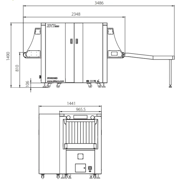 Рентгеновский интроскоп ZKTeco ZKX6550D с двумя проекциями для сканирования ручной клади