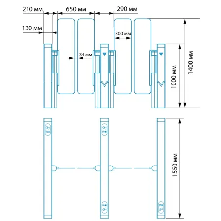 Боковой модуль распашного турникета Блокпост Vector 500