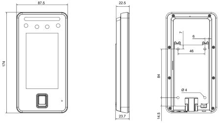 Биометрический уличный терминал доступа AI Dahua DHI-ASI6214J-MFW с распознаванием лиц, отпечатков и Mifare карт