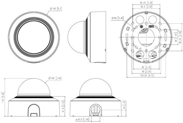 Купольная антивандальная IP-видеокамера 2Мп Wisenet XND-C6083RV (2.8-12 мм) с искусственным интеллектом